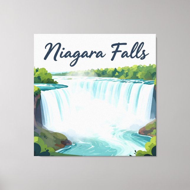 Toile Niagara Falls Painterly Landscape Illustration (Recto)