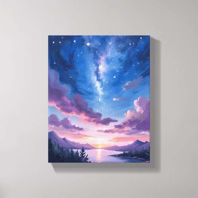 Toile Night Sky | Starry Lake Purple Watercolor (Recto)