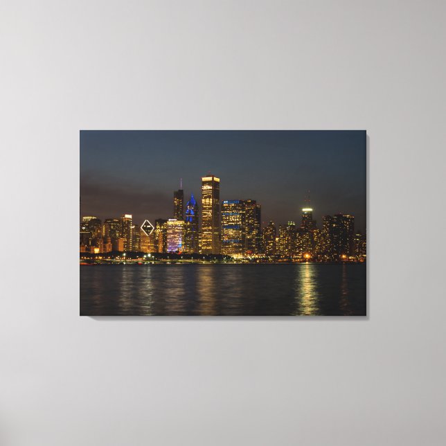 Toile Night Skyline Chicago Pano (Recto)