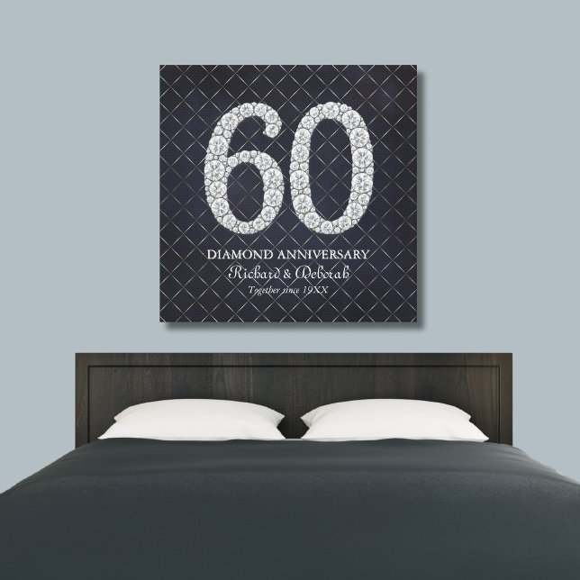 Toile Noces de diamant 60 ans de mariage Réel (Diamond 60th Wedding Anniversary Real Canvas Print
)