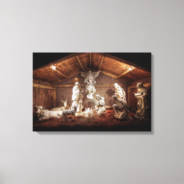 Toile Noël Avent Jésus Nativité Manger Scène (Recto)