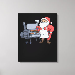 Toile Noël Barbecue Santa Claus Grill Smoker Steak