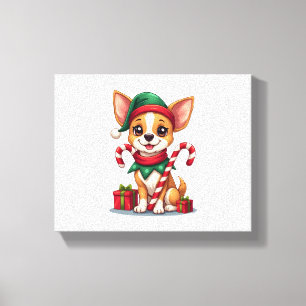 Toile Noël Chihuahua Cheval