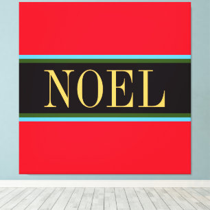 Toile NOEL Coloré Rouge Noir clair rayures de Noël
