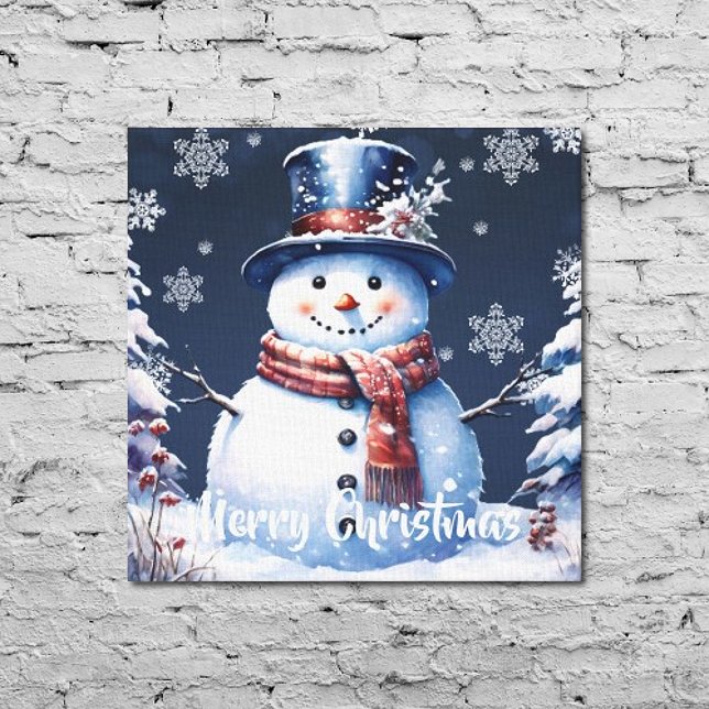 Toile Noël de la forêt d'hiver (Winter Forest Snowman Christmas Canvas Print)