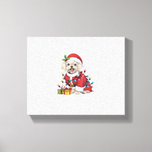 Toile Noël de l'éclairage de Noël de Chien Maltais Père