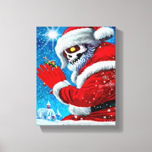 Toile Noël déplaisant Santa Claus Squelette Monster Art