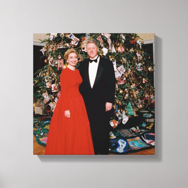 Toile Noël du président américain Bill Clinton et Hillar (Recto)