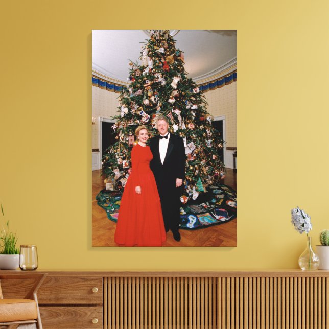 Toile Noël du président américain Bill Clinton et Hillar (Insitu(Salon))
