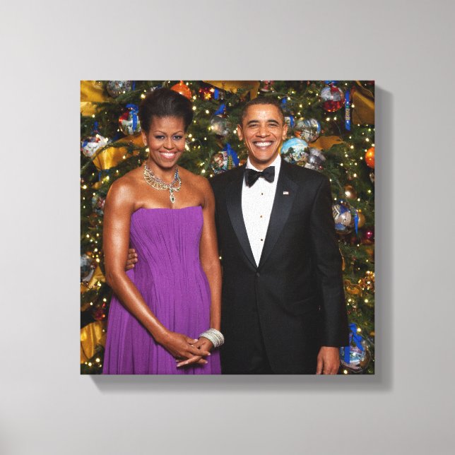 Toile Noël du président Barack Obama et de Michelle (Recto)