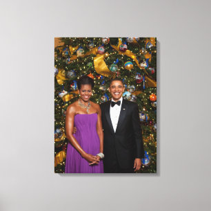 Toile Noël du président Barack Obama et de Michelle