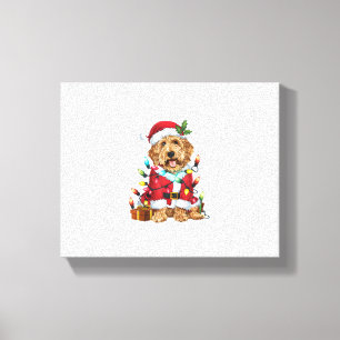 Toile Noël Éclairage Père Noël Labradoodle Chien Noël