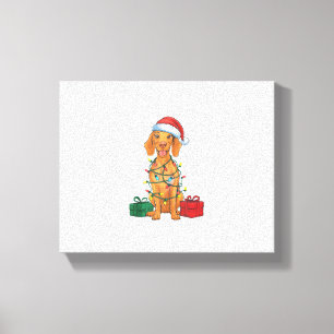 Toile Noël Éclairage Santa Chapeau Poméranie Chien Noël