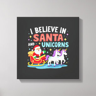 Toile Noël Je Crois En Santa Et Licornes Drôle Xm