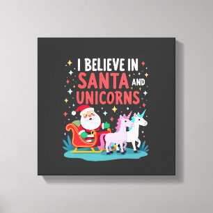 Toile Noël Je Crois En Santa Et Licornes Drôle Xm