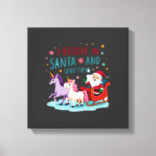 Toile Noël Je Crois En Santa Et Licornes Drôle Xm