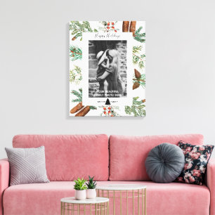Toile Noël Joyeux Vacances Famille Photo Pine