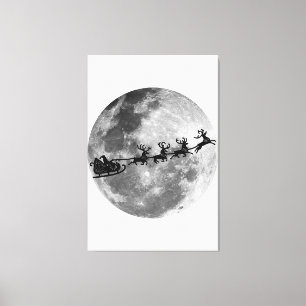 Toile Noël Le Père Noël Passe La Lune