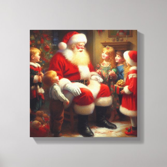 Toile Noël Père Noël avec enfants 3 (Recto)