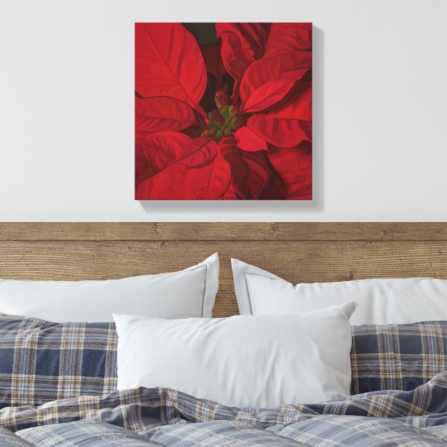 Toile Noël Poinsettia Rouge Fêtes de fin d'année (Insitu(Chambre))