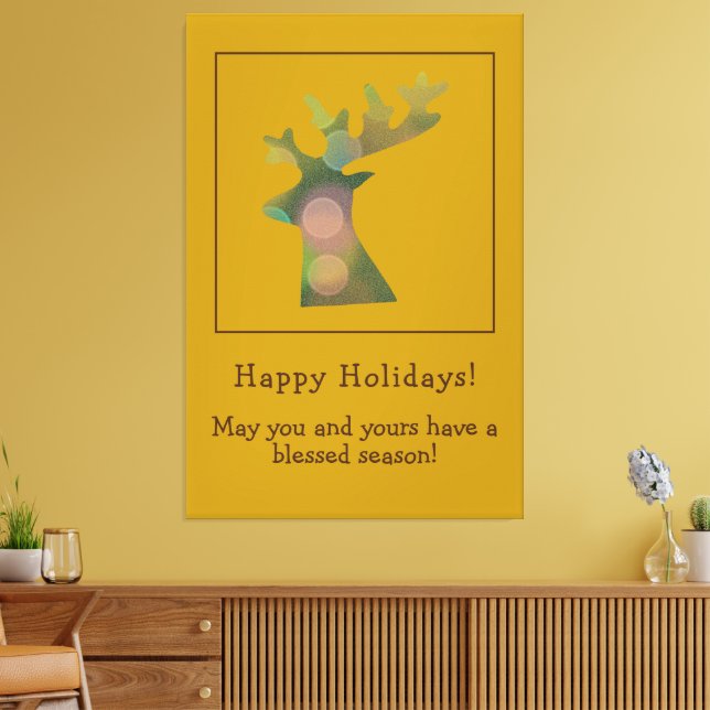 Toile Noel Reindeer Head Deep Bronz Gold Customisé (Insitu(Salon))