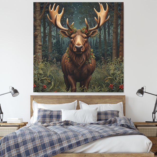 Toile Noël rustique élan cerf boho forêt boisée  (Insitu(Chambre))