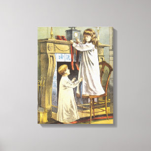 Toile Noël victorien, Bas de Noël pour enfants