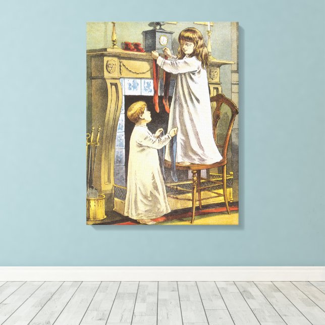 Toile Noël victorien, Bas de Noël pour enfants (Insitu (Plancher de Bois))