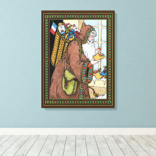 Toile Noël Vintage, Jouets du Père Noël Chaussures