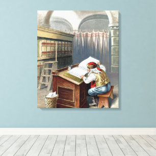 Toile Noël vintage, Saint Nicolas Mauvais ou Bon