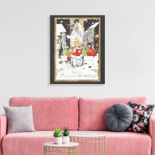 Toile Noël vintage victorien personnes allant à l'église