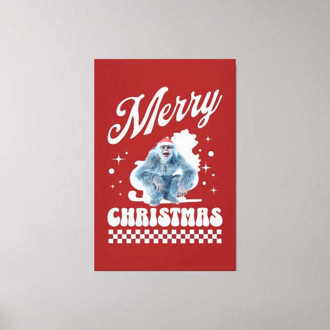 Toile Noël Yéti drôle humour de fêtes (Recto)