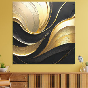 Toile Noir Abstrait moderne et or