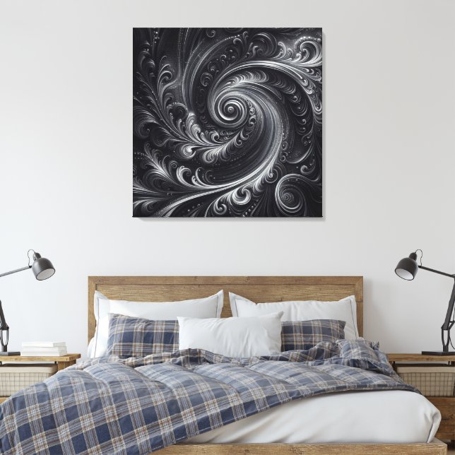 Toile Noir Blanc Gris Abstrait Moderne Simple Tourbillon (Insitu(Chambre))