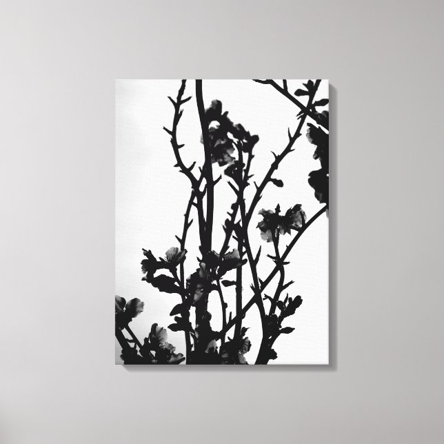 Toile Noir Blanc Printemps Amandiers Floral Art Graphism (Recto)