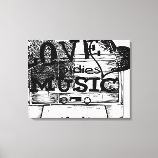 Toile Noir, Blanc Vintage Lodies musique Canvas