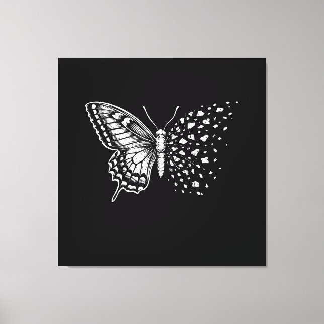 Toile Noir et blanc esthétique, papillon plaisant (Recto)