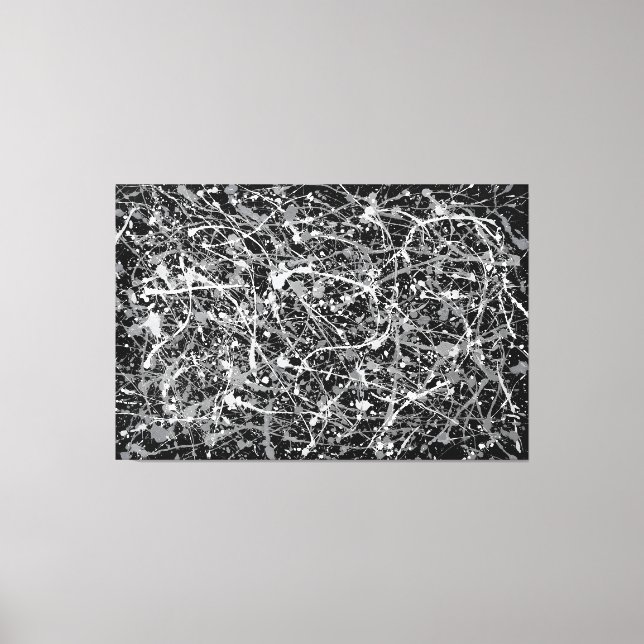 Toile NOIR ET BLANC IV - Peinture d'action -Abstrait- (Recto)