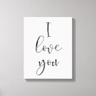 Toile Noir et blanc Je t'aime