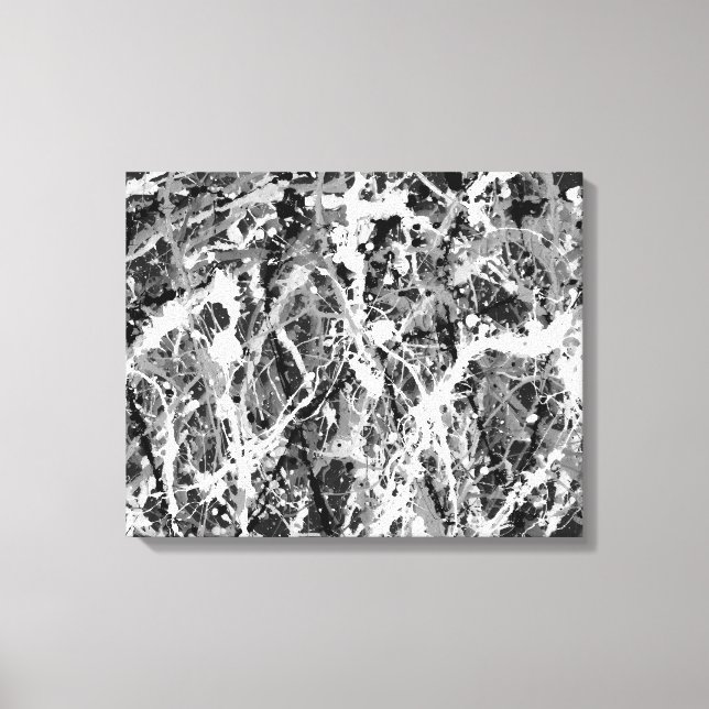 Toile NOIR ET BLANC XXIII - Peinture d'action -Abstrait- (Recto)