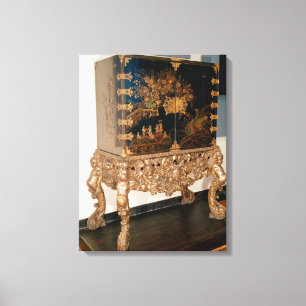Toile Noir et coffret de laque d'or