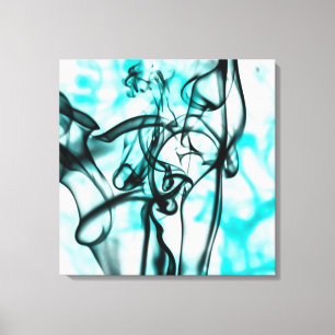 Toile Noir et motif abstrait de fumée de Teal d'Aqua