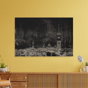 Toile Noir et Taupe en survol Skyline Venise Italie