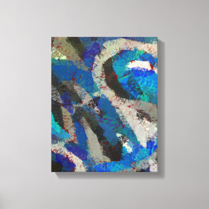Toile noir gris bleu art abstrait peinture moderne