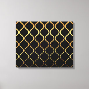 Toile Noir, or, cool, tendance, design abstrait rétro