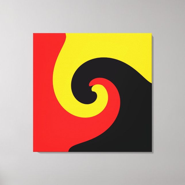 Toile Noir Rouge Jaune Retro Peinture Art Abstrait (Recto)