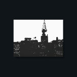 Toile noire blanche New York City Pop Art envelopp<br><div class="desc">Brooklyn Bridge,  River and Manhattan Cityscape,  Skyscrapers et bâtiments</div>