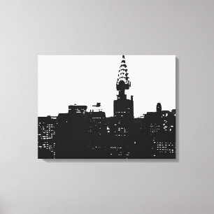 Toile noire blanche New York City Pop Art envelopp
