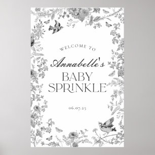 Toile noire Jouy Floral Baby Sprinkle Affiche de b