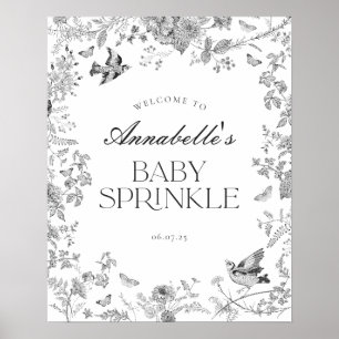 Toile noire Jouy Floral Baby Sprinkle Affiche de b